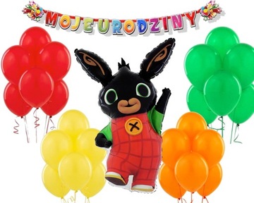 ZESTAW BALONY BING 90CM KOLOROWE BALONY BANER