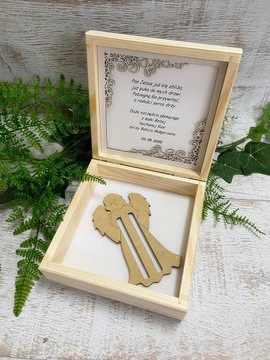 Сувенирная коробочка для причастия, экошкатулка с девочкой + бесплатный ангелочек