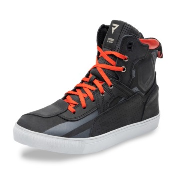 КОЖАНЫЕ МОТОЦИКЛОВЫЕ КРОССОВКИ REBELHORN С ВАНДАЛЬНЫМ ПРИНТОМ ЧЕРНЫЕ/КРАСНЫЕ 43