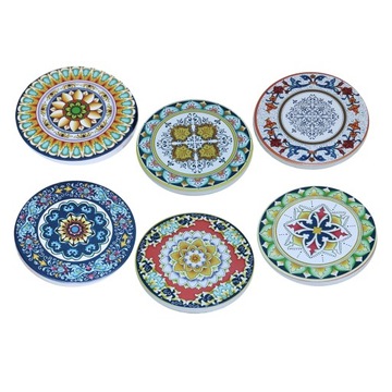 Okrągłe ceramiczne podstawki pochłaniające kamienną mandalę