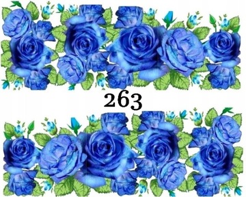Naklejki wodne na paznokcie NIEBIESKIE KWIATY-263