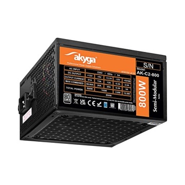 Zasilacz pół-modularny ATX do komputera PC AK-C2-800 800W