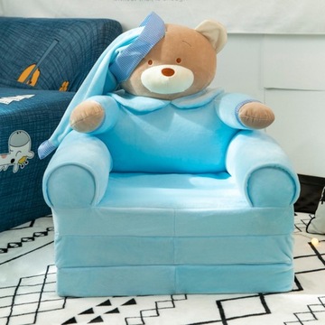 Baby Armchair Slipcover Sofa Bed Blue Hat Bear
