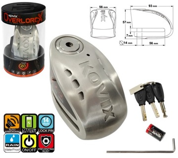 BLOKADA Z ALARMEM KOVIX 120dB GŁOŚNA STALOWA KLUCZ