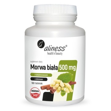 MORWA BIAŁA Ekstrakt 5:1 500 mg CYNAMON CHROM 180 tabl ALINESS Poziom Cukru