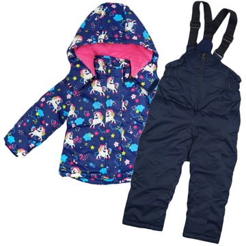 ZIMOWY KOMBINEZON 2częściowy JEDNOROŻEC granat 98