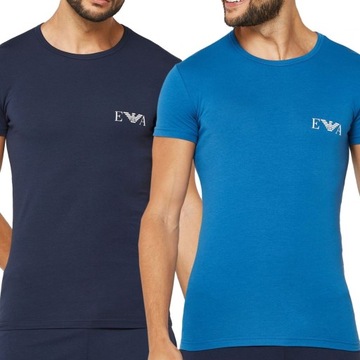 Emporio Armani t-shirt koszulka męska granat i niebieski 2-pack XL