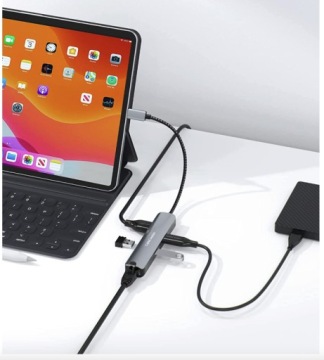 HUB CC USB-C Thunderbolt 3 4 HDMI 4K 60 Гц USB LAN