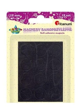 MAGNESY SAMOPRZYLEPNE OKRĄGŁE CZARNE 12MM 12 SZT