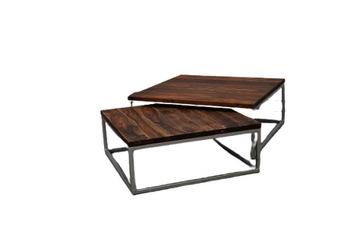 KOMPLET 2 szt. STOLIKI drewno palisander metal
