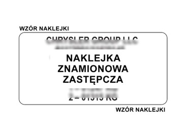 Naklejka znamionowa tabliczka CHRYSLER zastępcza