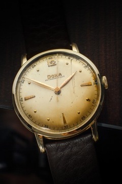 DOXA ANTIMAGNETIQUE VINTAGE MANUAL 14K GOLD 35MM