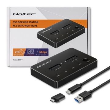 Док-станция Qoltec Drive Docking Station 2x M.2 SATA SSD | NGFF | USB Type C
