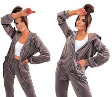 WELUROWY KOMPLET DRESOWY SPODNIE BLUZA ROZPINANA M