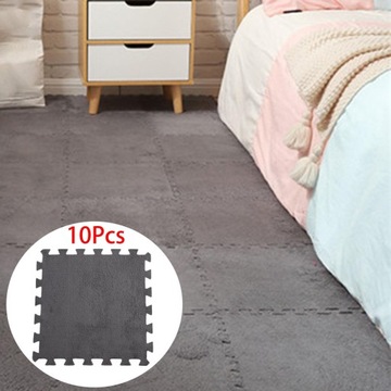 10 sztuk mata do zabawy dla dzieci 30x30cm pluszowe puzzle mata podłogowa z pianki kwadratowy dywanik szary