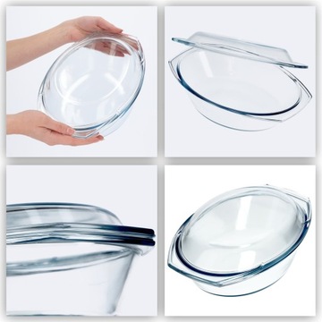 БЛЮДА ИЗ ЖАРОСТОЙКОГО СТЕКЛА С КРЫШКОЙ, ОВАЛЬНАЯ, 2,9 Л.