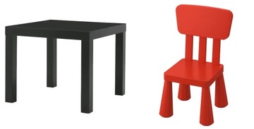 IKEA ZESTAW STOLIK LACK + KRZESEŁKO MAMMUT czerwon