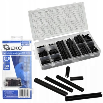 НАБОР ПРУЖИННЫХ ШТИФТОВ GEKO С ВТУЛКАМИ, 315 шт.