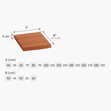 Деревянная столешница для ванной комнаты 40x50 коричневая
