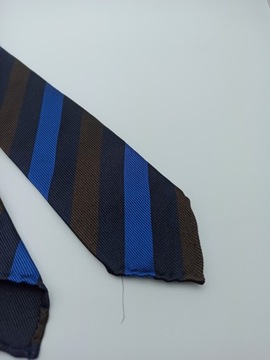 Hugo Boss granatowy brązowy jedwabny krawat wąski