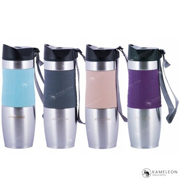 KUBEK TERMICZNY 480ml FIOLETOWY Kamille KM 2051 antypoślizgowa nakładka