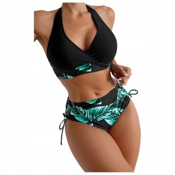 STRÓJ KĄPIELOWY DWUCZĘŚCIOWY KOSTIUM WYSOKI STAN BIKINI PUSH UP BOHO XXL 44