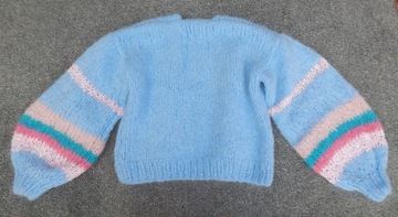 Sweter kardigan handmade bufiaste rękawy Alpaka S / M