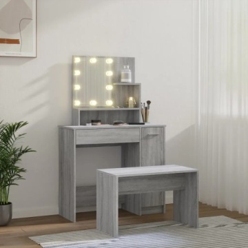 КОМПЛЕКТ С ТУАЛЕТНЫМ СТОЛИКОМ И СВЕТОДИОДНОЙ ПОДСВЕТКОЙ SON GREY OAK