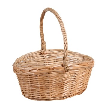 OWALNY KOSZYK WIKLINOWY Z PAŁĄKIEM 33x28x16/33 cm