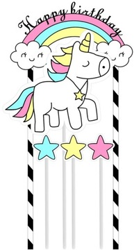 TOPPER NA TORT HAPPY BIRTHDAY JEDNOROŻEC URODZINY