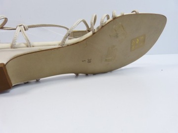 kremowe skórzane sandały gladiatorki plecione 38