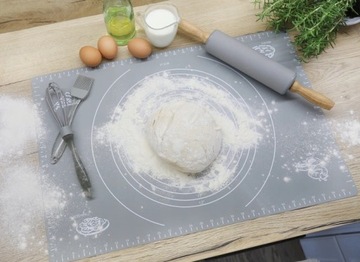 Stolnica Silikonowa Mata Kuchenna Podkładka Podziałka Miara Duża XXL 65x45