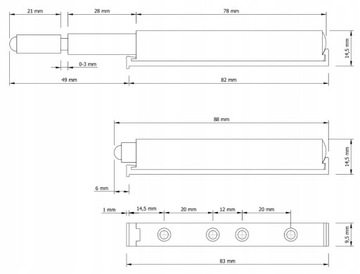Odbojnik meblowy push to open TIP ON z regulacją