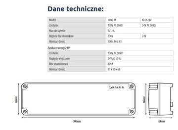 SALUS KL06 230В Центральная панель для подогрева пола, управление актуатором kc0472