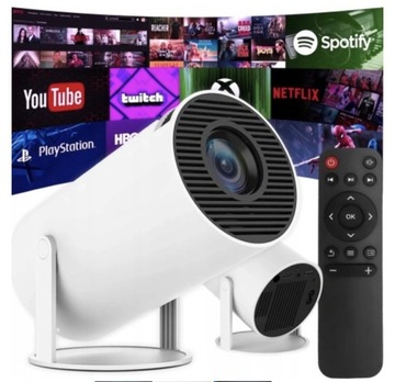 PROJEKTOR RZUTNIK ANDROID TV WIFI FULL HD PRZENOŚNY SMART GŁOŚNIK OBROTOWY