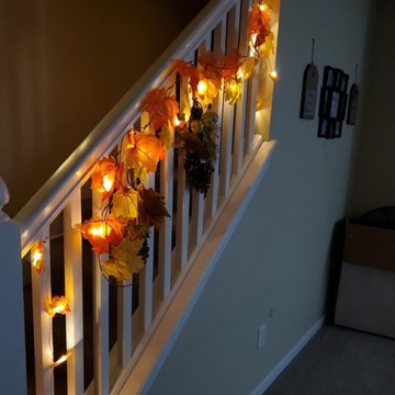 ОСЕННЯЯ ГИРЛЯНДИЯ ИСКУССТВЕННЫЕ ЛИСТЬЯ УКРАШЕНИЕ СВЕТОДИОДНАЯ ЛАМПА