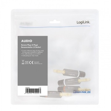 Разъем-банан Logilink Audio для самостоятельной сборки (4 шт), металл