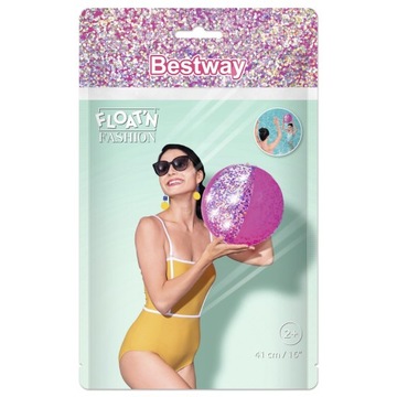 Большой НАДУВНОЙ ПЛЯЖНЫЙ МЯЧ с блестками 41см Bestway