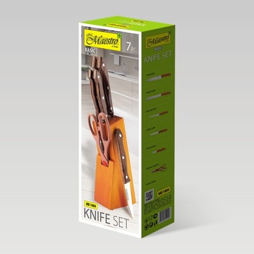 Набор из 5 ножей в блоке из 7 элементов Maestro Kitchen Knives + ножницы