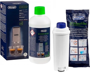 ОРИГИНАЛЬНОЕ СРЕДСТВО ДЛЯ УДАЛЕНИЯ НАКИПИ 500мл + ФИЛЬТР для КОФЕМАШИНЫ Delonghi SER3017 DLS C002