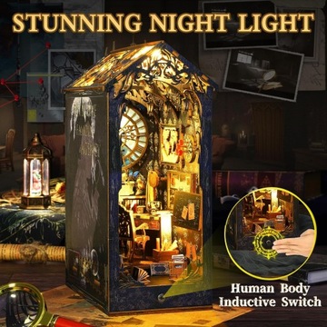 Набор книжных уголков Quanquer DIY, миниатюрные деревянные 3D-пазлы со светодиодной подсветкой