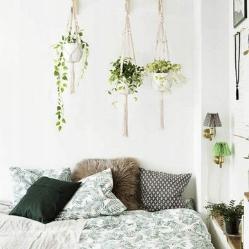 Набор из 3-х подвесных подставок для цветов, плетеное макраме BOHO
