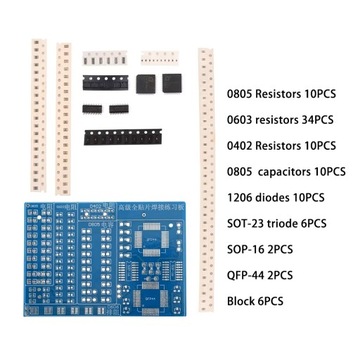 Układ do nauki lutowania SMD 110 elementów Duża PCB