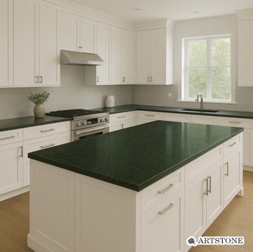 Столешница из бразильского гранита PEACOCK GREEN 3см полированная