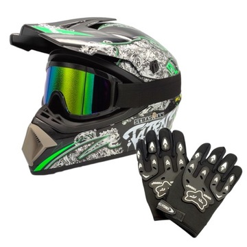 KASK CROSSOWY NA CROSSA MOTOCYKL ENDURO ATV QUADA LEKKI + GOGLE NA PREZENT