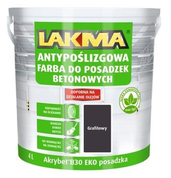 LAKMA AKRYBET B-30 EKO Farba do Betonu Posadzki Akrylowa Trwała Grafit 4L
