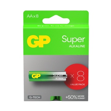 MOCNE, wydajne baterie alkaliczne GP Super Alkaline G-TECH AA LR6 - 8 sztuk