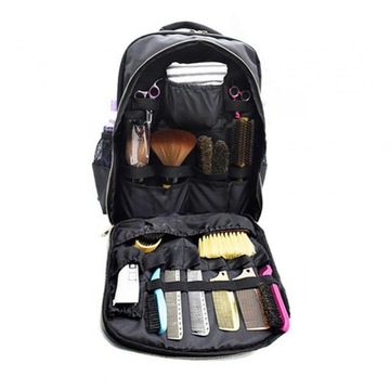 Парикмахерская сумка для хранения. Рюкзак с органайзером для косметики. Черная парикмахерская сумка.