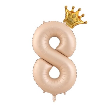 2Pcs Cream Number Balloons with Crown Foil Balloon