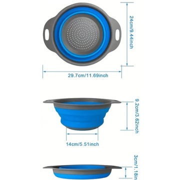 СИЛИКОНОВОЕ СИТНО, СКЛАДНОЕ ДЛЯ МАКАРОН, ОВОЩЕЙ И ФРУКТОВ, ДУРШРУГ, СИТО, 23 см